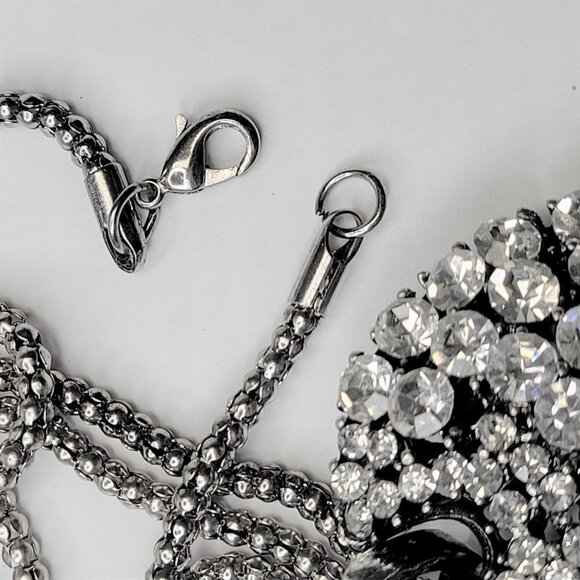 Crystal Glitter Pendant Necklace, Long Silver Tone Necklace - Picture 9 of 13